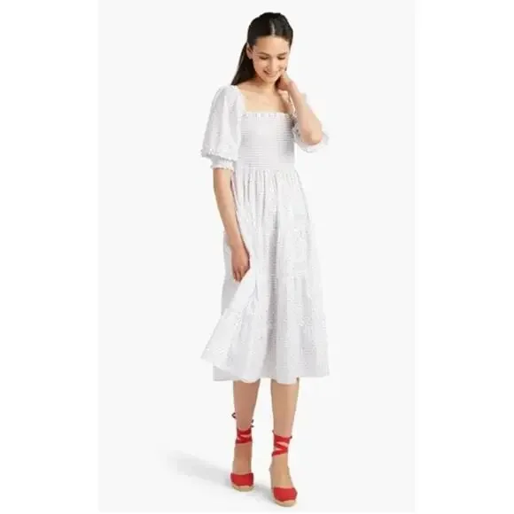 Hill House XXS The Nesli Nap Dress $178 Paisley Puff Sleeves Midi Cottagecore - Picture 11 of 16